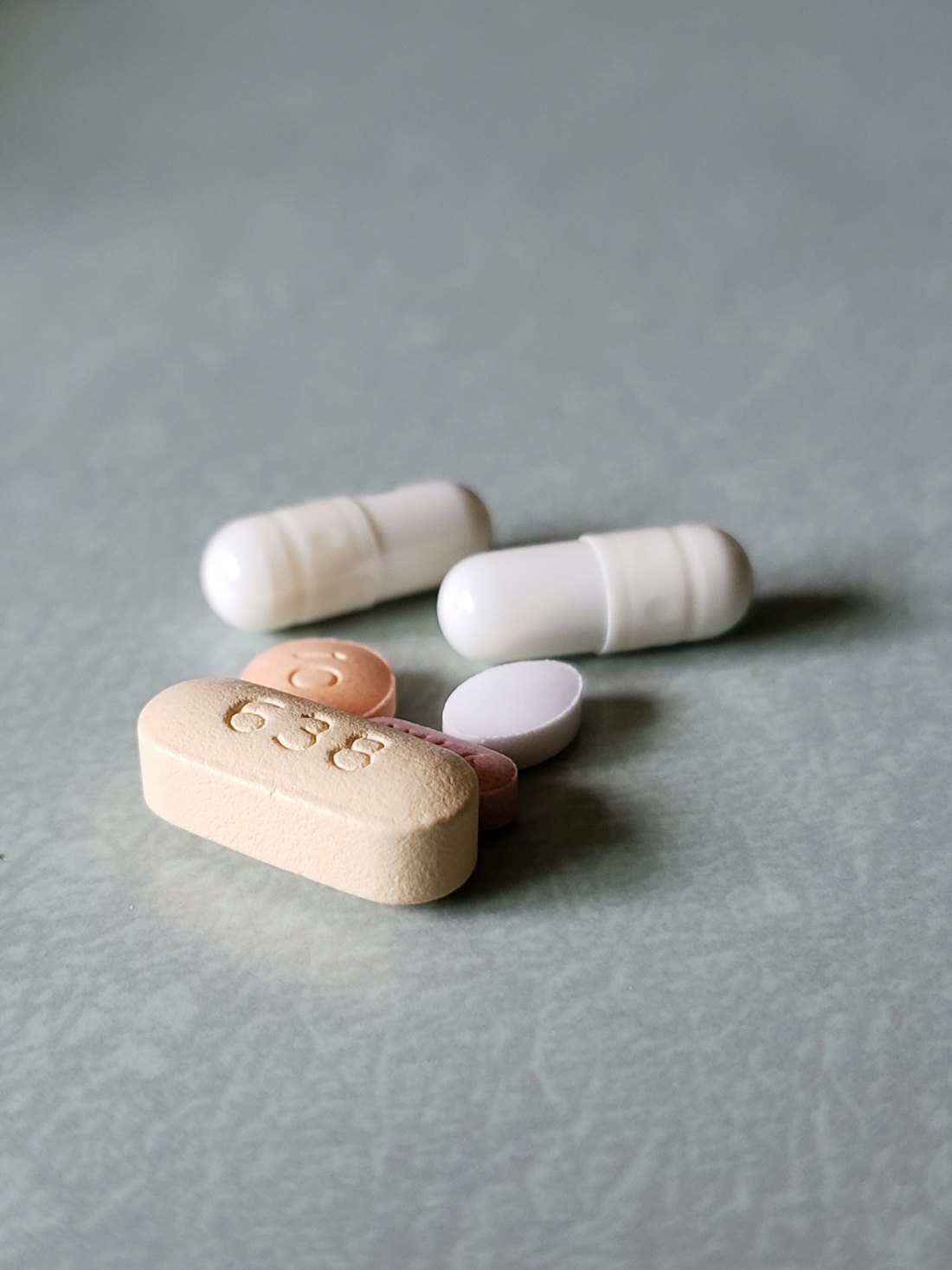 Close-up of medicine tablets and capsules